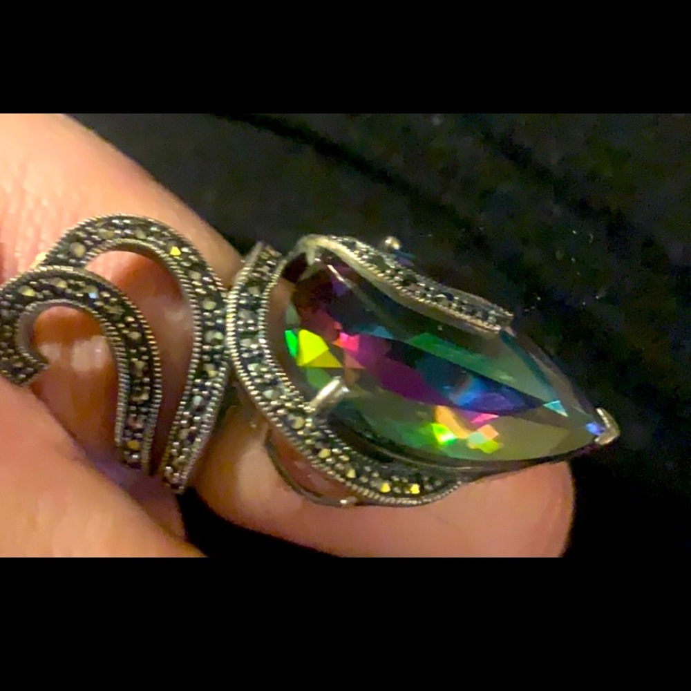 New Sterling silver 925 ring made with Swarovski Marcasite size 7 new with tag